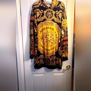 Edge Of Town Sweatshirt Midi Dress-Black/Combo